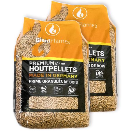 Halbe Palette Giant Flames Holzpellets 35 Säcke x 15 kg (525kg)